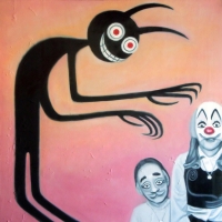 Shadow Play - big clown little old man